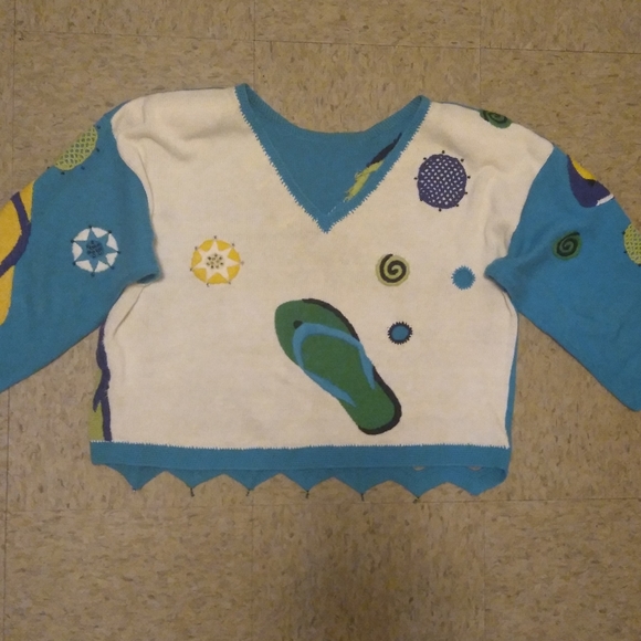 80's Vintage Marisa Christina/Lisa Nichols Flip Flop Cropped Sweater - Picture 11 of 16